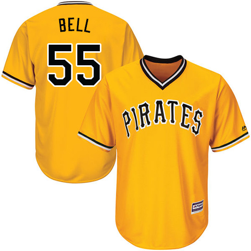 Pirates #55 Josh Bell Gold New Cool Base Stitched MLB Jersey - Click Image to Close